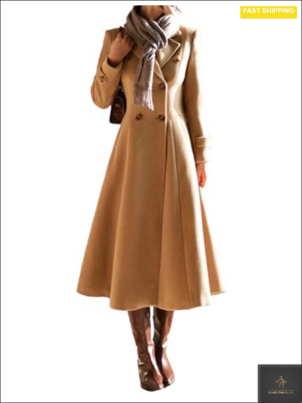 Women's Double Breasted Wool Blend Peacoat Long Trench Coat